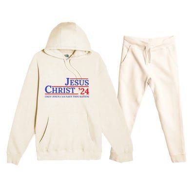 Jesus Christ 24 Only Jesus Can Save This Nation Premium Hooded Sweatsuit Set