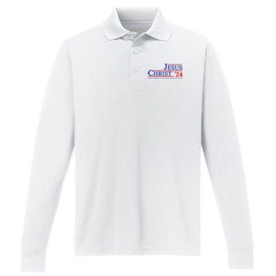 Jesus Christ 24 Only Jesus Can Save This Nation Performance Long Sleeve Polo