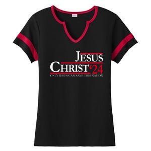 Jesus Christ 24 Only Jesus Can Save This Nation Ladies Halftime Notch Neck Tee