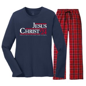 Jesus Christ 24 Only Jesus Can Save This Nation Women's Long Sleeve Flannel Pajama Set 