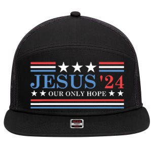 Jesus Christ 2024 President Usa Election Political Parody 7 Panel Mesh Trucker Snapback Hat