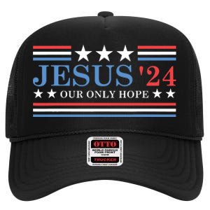 Jesus Christ 2024 President Usa Election Political Parody High Crown Mesh Back Trucker Hat