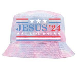 Jesus Christ 2024 President Usa Election Political Parody Tie-Dyed Bucket Hat