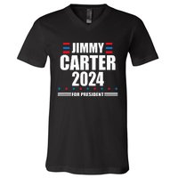 Jimmy Carter 2024 Carter 24 President Liberal Democrat V-Neck T-Shirt