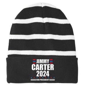 Jimmy Carter 2024 Carter 24 President Liberal Democrat Striped Beanie with Solid Band