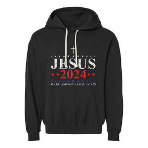 Jesus Christ 2024 Make America Pray Believe Again Christian Garment-Dyed Fleece Hoodie