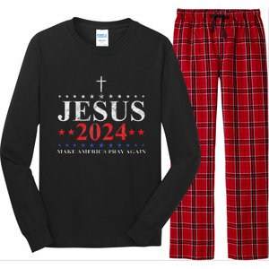 Jesus Christ 2024 Make America Pray Believe Again Christian Long Sleeve Pajama Set