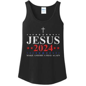 Jesus Christ 2024 Make America Pray Believe Again Christian Ladies Essential Tank