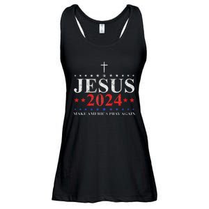 Jesus Christ 2024 Make America Pray Believe Again Christian Ladies Essential Flowy Tank