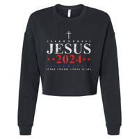 Jesus Christ 2024 Make America Pray Believe Again Christian Cropped Pullover Crew