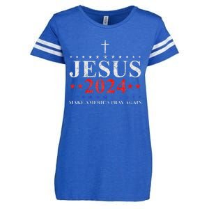 Jesus Christ 2024 Make America Pray Believe Again Christian Enza Ladies Jersey Football T-Shirt