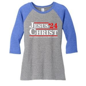 Jesus Christ 2024 Only Jesus Can Save This Nation Women's Tri-Blend 3/4-Sleeve Raglan Shirt