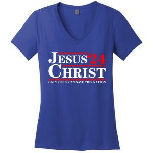 Jesus Christ 2024 Only Jesus Can Save This Nation Women's V-Neck T-Shirt