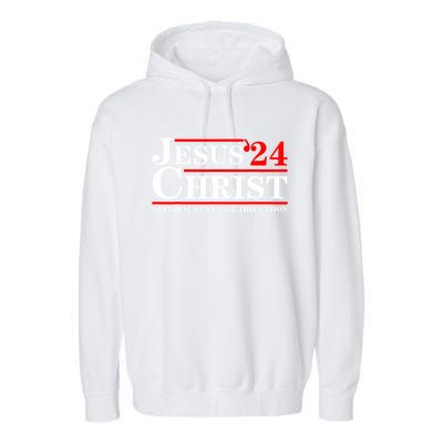 Jesus Christ 2024 Only Jesus Can Save This Nation Garment-Dyed Fleece Hoodie