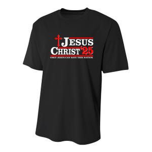 Jesus Christ 2025 Only Jesus Can Save This Nation Christian Catholic Youth Performance Sprint T-Shirt