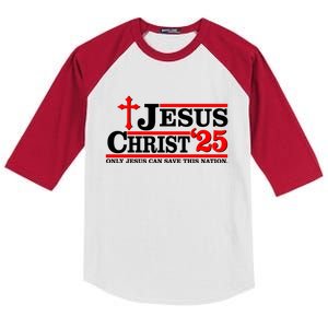 Jesus Christ 2025 Only Jesus Can Save This Nation Christian Catholic Kids Colorblock Raglan Jersey