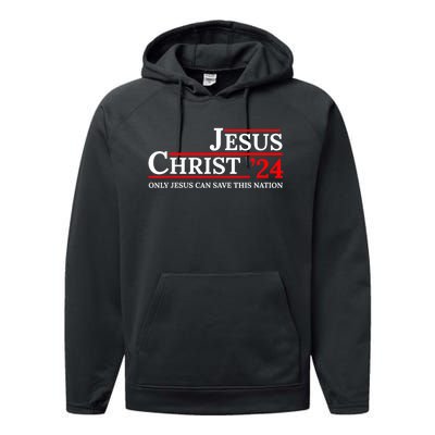 Jesus Christ 24 Only Jesus Can Save This Nation Performance Fleece Hoodie