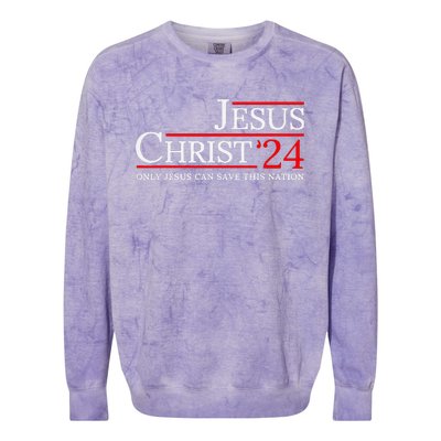 Jesus Christ 2024 Only Jesus Can Save This Nation Colorblast Crewneck Sweatshirt