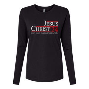 Jesus Christ 2024 Only Jesus Can Save This Nation Womens Cotton Relaxed Long Sleeve T-Shirt