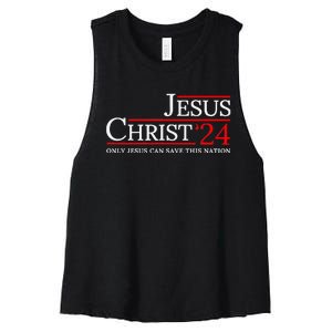 Jesus Christ 2024 Only Jesus Can Save This Nation Women's Racerback Cropped Tank