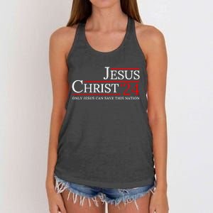 Jesus Christ 2024 Only Jesus Can Save This Nation Women's Knotted Racerback Tank