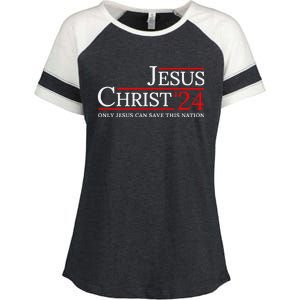 Jesus Christ 2024 Only Jesus Can Save This Nation Enza Ladies Jersey Colorblock Tee