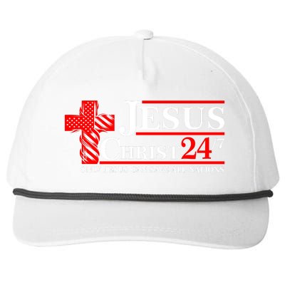 Jesus Christ 2024 24/7 Only Jesus Can Save All Nations Christian Catholic Cross Snapback Five-Panel Rope Hat