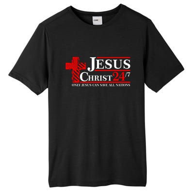 Jesus Christ 2024 24/7 Only Jesus Can Save All Nations Christian Catholic Cross Tall Fusion ChromaSoft Performance T-Shirt