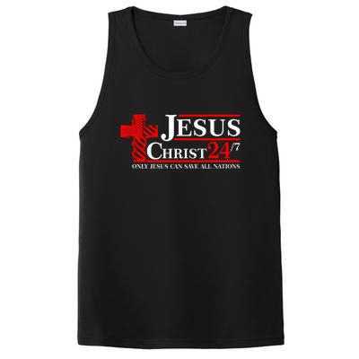 Jesus Christ 2024 24/7 Only Jesus Can Save All Nations Christian Catholic Cross PosiCharge Competitor Tank