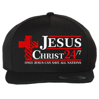 Jesus Christ 2024 24/7 Only Jesus Can Save All Nations Christian Catholic Cross Wool Snapback Cap