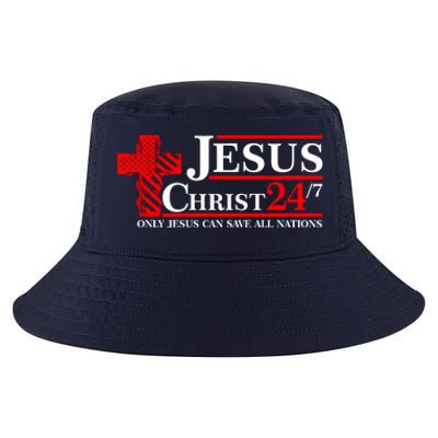 Jesus Christ 2024 24/7 Only Jesus Can Save All Nations Christian Catholic Cross Cool Comfort Performance Bucket Hat