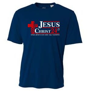 Jesus Christ 2024 24/7 Only Jesus Can Save All Nations Christian Catholic Cross Cooling Performance Crew T-Shirt