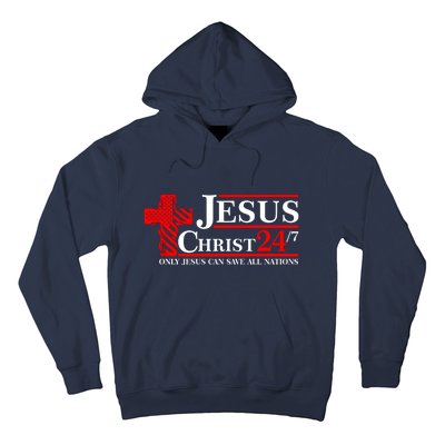 Jesus Christ 2024 24/7 Only Jesus Can Save All Nations Christian Catholic Cross Hoodie