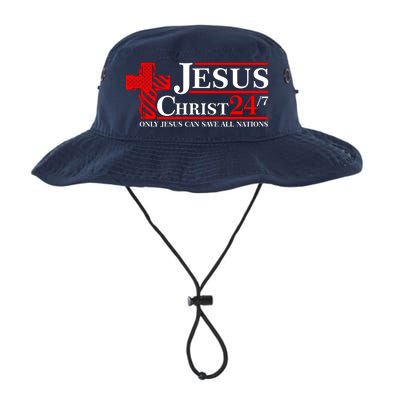 Jesus Christ 2024 24/7 Only Jesus Can Save All Nations Christian Catholic Cross Legacy Cool Fit Booney Bucket Hat