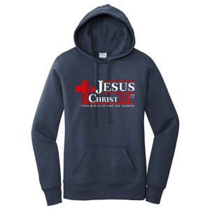 Jesus Christ 2024 24/7 Only Jesus Can Save All Nations Christian Catholic Cross Women's Pullover Hoodie