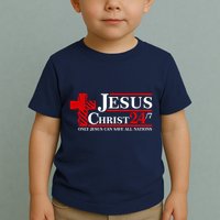Jesus Christ 2024 24/7 Only Jesus Can Save All Nations Christian Catholic Cross Toddler T-Shirt