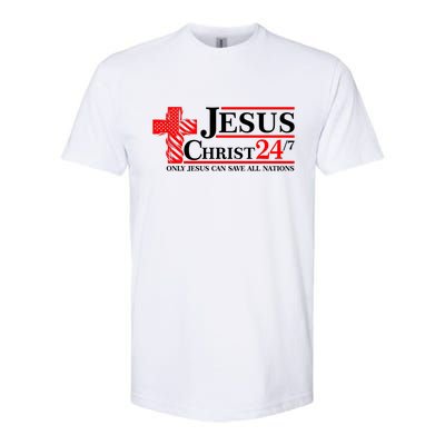 Jesus Christ 2024 24/7 Only Jesus Can Save All Nations Christian Catholic Cross Softstyle® CVC T-Shirt