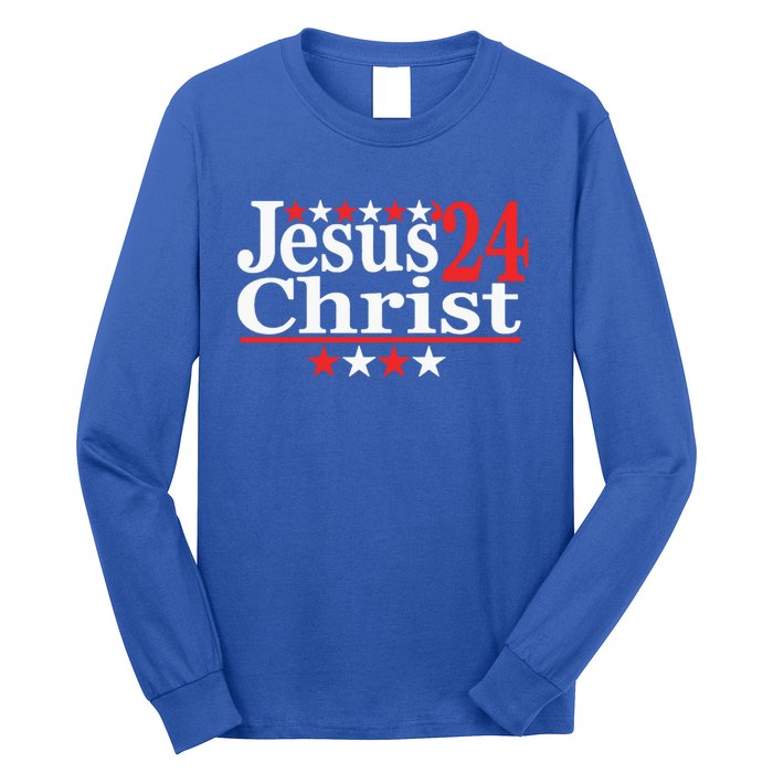 Jesus Christ 2024 Political Election Parody Gift Long Sleeve Shirt