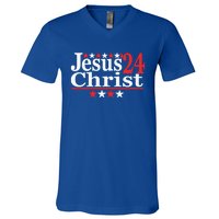 Jesus Christ 2024 Political Election Parody Gift V-Neck T-Shirt