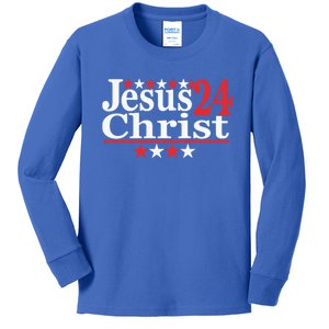 Jesus Christ 2024 Political Election Parody Gift Kids Long Sleeve Shirt