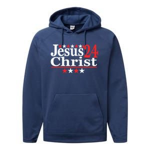 Jesus Christ 2024 Political Election Parody Gift Performance Fleece Hoodie