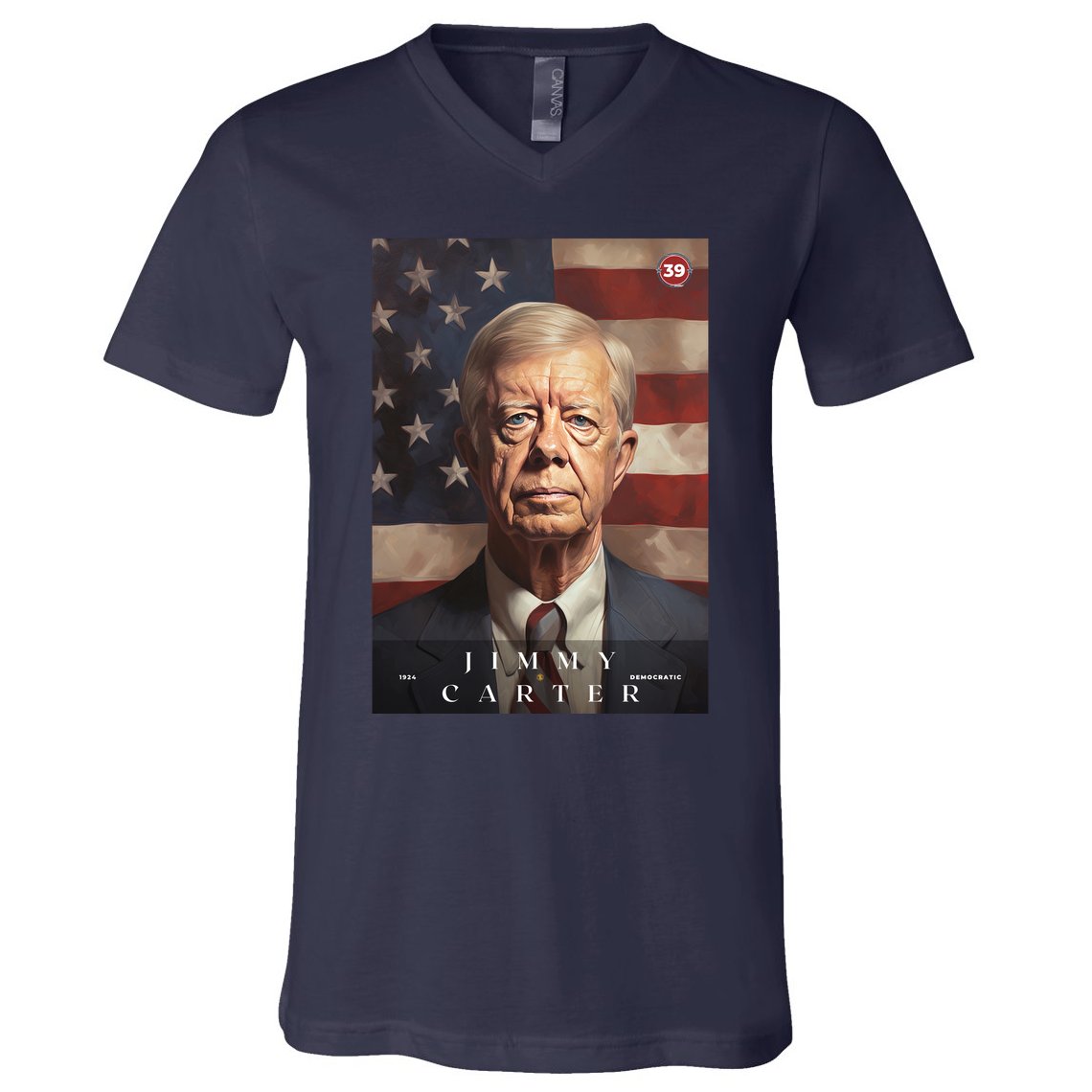 Jimmy Carter 39th President Of The United States Portrait V-Neck T-Shirt