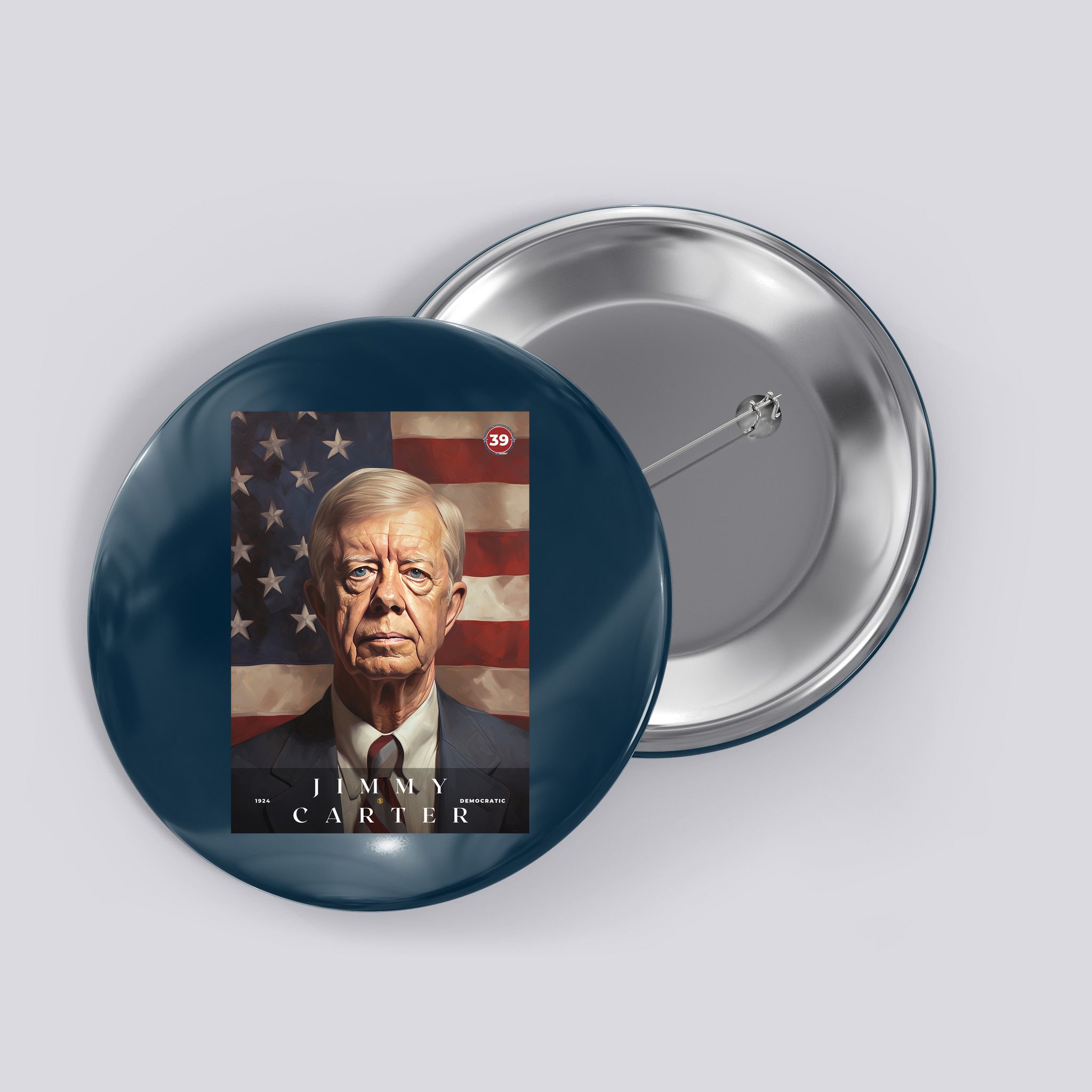 Jimmy Carter 39th President Of The United States Portrait Button