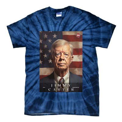 Jimmy Carter 39th President Of The United States Portrait Tie-Dye T-Shirt