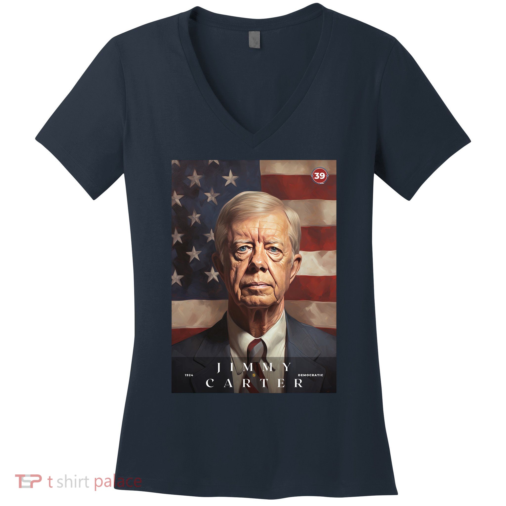 Jimmy Carter 39th President Of The United States Portrait Women's V-Neck T-Shirt