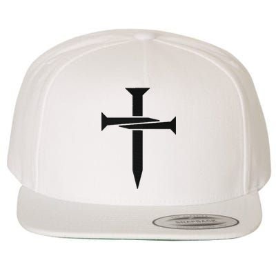 Jesus Christ 3 Nails Cross Christian Faith Embroidered Wool Snapback Cap