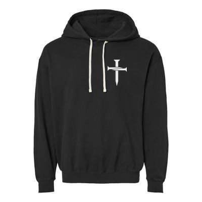 Jesus Christ 3 Nails Cross Christian Hope Faith Love Embroidered Embroidered Garment-Dyed Fleece Hoodie