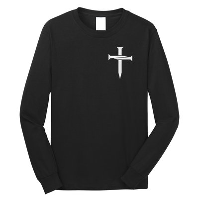 Jesus Christ 3 Nails Cross Christian Hope Faith Love Embroidered Embroidered Long Sleeve Shirt