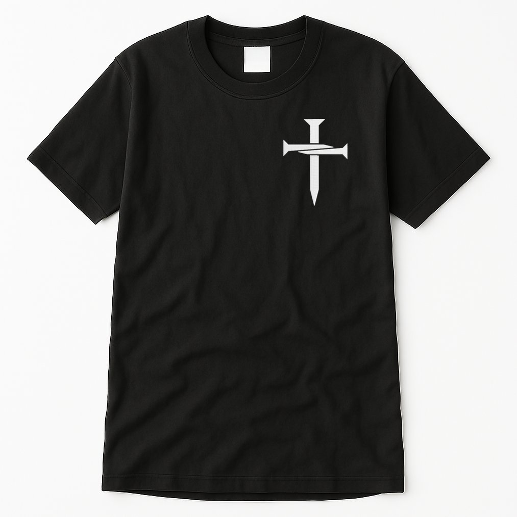 Jesus Christ 3 Nails Cross Christian Hope Faith Love Embroidered Embroidered Tall T-Shirt