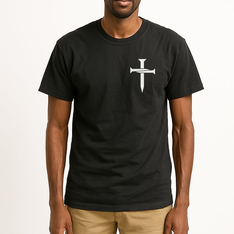 Jesus Christ 3 Nails Cross Christian Hope Faith Love Embroidered Embroidered Tall T-Shirt